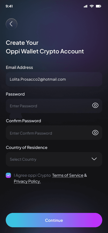Adım 2: Oppi Wallet ile yeni bir wallet oluşturun